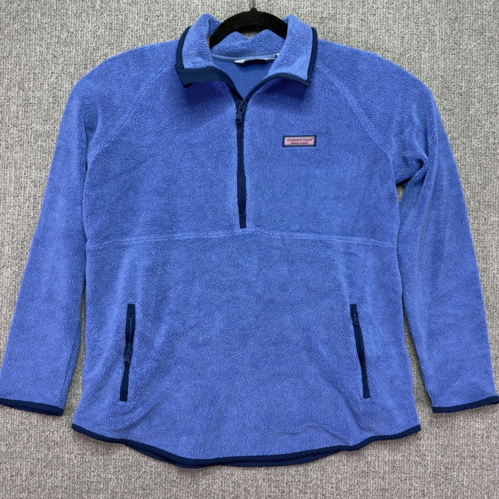 Vineyard Vines Womens Medium Blue 1/4 Zip Fleece Pullover Jacket 2K001851